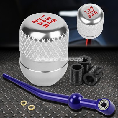 КОРОТКИЙ РЫЧАГ ПЕРЕКЛЮЧЕНИЯ ПЕРЕДАЧ ИЗ СИНЕГО АЛЮМИНИЯ С ОДНИМ ИЗГИБОМ + СЕРЕБРИСТАЯ 5-СТУПЕНЧАТАЯ РУЧКА С СЕТКОЙ ДЛЯ EK/ EJ / EG