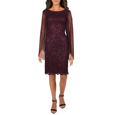 

Фиолетовое кружевное платье миди для коктейлей и вечеринок Connected Apparel  BHFO 2883, Merlot