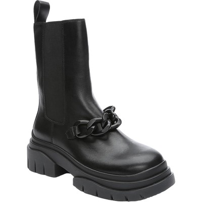 Женские мотоботинки до середины икры ASH Womens As Squall с цепочкой на блочном каблуке BHFO 0349