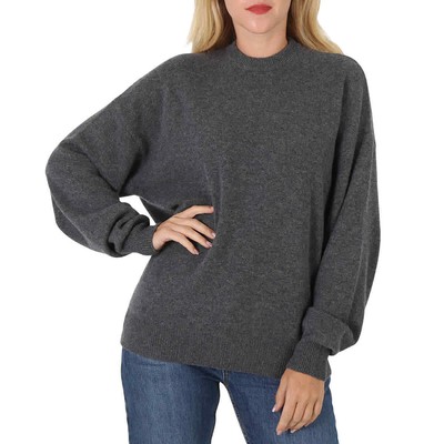 Pre-owned Balenciaga Ladies Anthracite Logo Embroidered Sweater In Gray