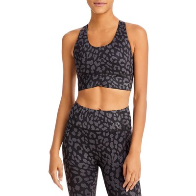 Puma Womens Animal Print Racerback Wokout Sports Bra Athletic BHFO 0989