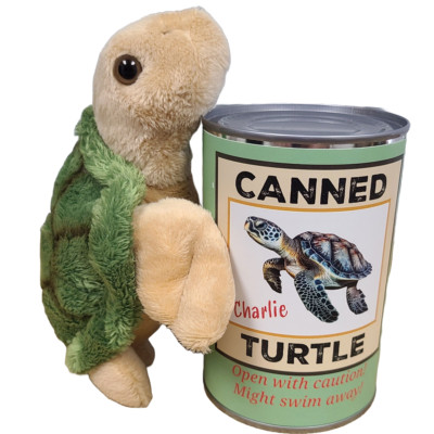 Fun! Unique Gifts Canned Turtle- Plush Sea Turtle in a Tin Can w/Jokes