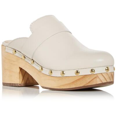

Aqua Womens Soho Ivory Leather Clogs Shoes 8.5 Medium (B,M) BHFO 0294, Кость