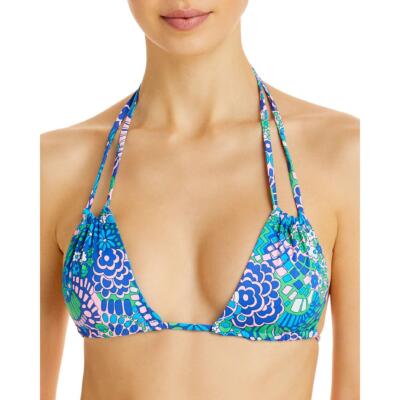 

Женский синий купальник-бикини с цветочным принтом Frankies Bikinis Топ  BHFO 5375, Goodvibes