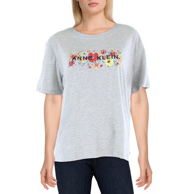 

Женская вязаная футболка Anne Klein Hayden Grey Logo Top  BHFO 4458, Gray floral