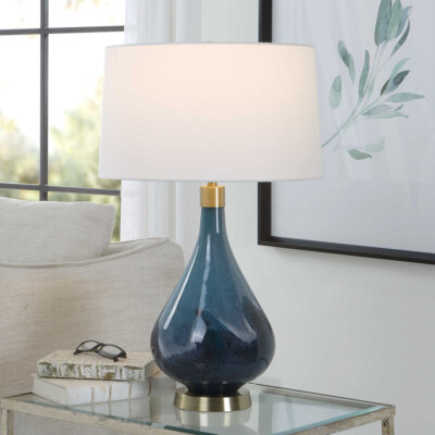 Riviera Table Lamp Sapphire And Dark Navy Blue Art Glass  ~ Uttermost 30098