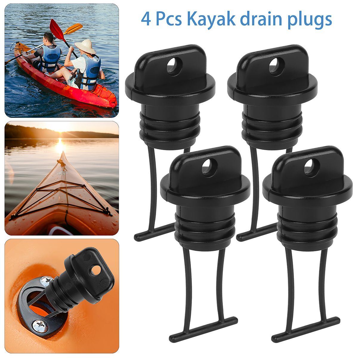 Scupper Kit Plug Drain Plastic Universal Thread Hull For Canoe Boat