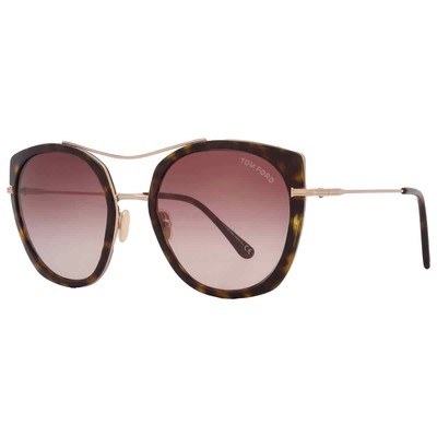 Pre-owned Tom Ford Joey Brown Gradient Cat Eye Ladies Sunglasses Ft0760 52f 56