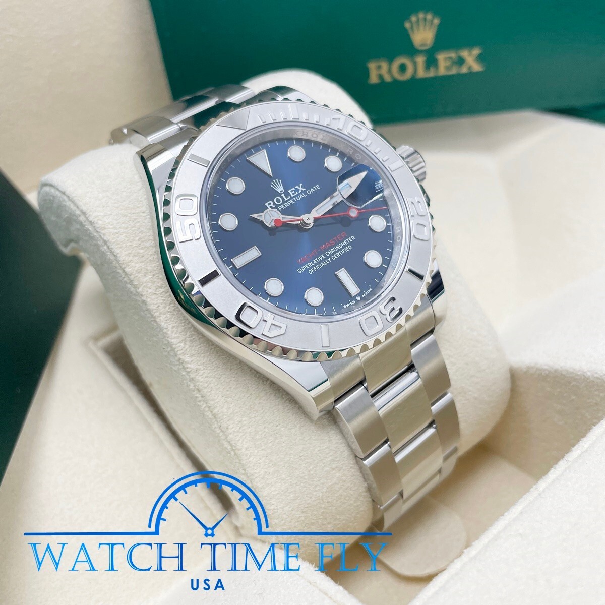 Pre-owned Rolex 2022 Yacht-master 40mm 126622 Steel/platinum Bezel Yacht-master Blue Dial