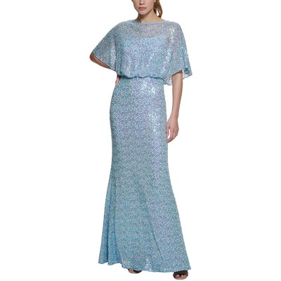 Vince Camuto Womens Blue Blouson Sequined Formal Evening Dress Gown 2 BHFO 0918