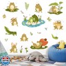Removable Cute Frog Wall Decals Peel and Stick Frogs Dragonflies Lotus Pond Wall Stickers Set DIY Individual Stickers Kids Room Playroom Nursery Wall Decor