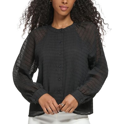Женская черная шифоновая рабочая одежда Calvin Klein, блузка на пуговицах, XL BHFO 5501