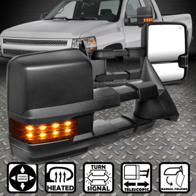 ДЛЯ 99-02 CHEVY SILVERADO GMC SIERRA С ЭЛЕКТРОПРИВОДОМ И ОБОГРЕВОМ + СВЕТОДИОДНОЕ ЗЕРКАЛО ЗАДНЕГО ВИДА С СИГНАЛОМ ПОВОРОТА