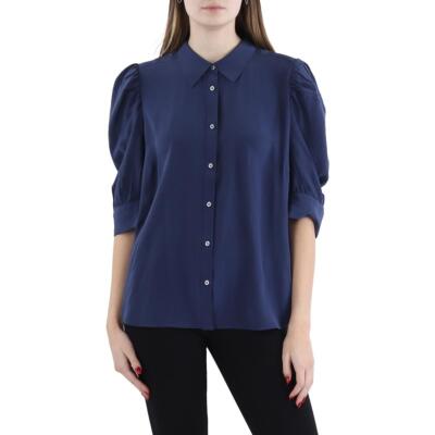Женский темно-синий шелковый офисный топ на пуговицах Vineyard Vines XL BHFO 9594