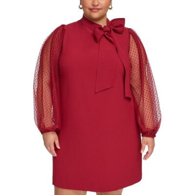 Женское платье-сорочка с воротником выше колена и пышными рукавами Vince Camuto Plus BHFO 1229