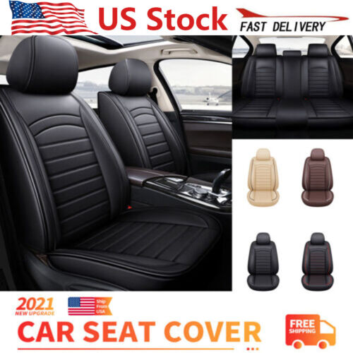 Leather Car Seat Cover Full Set Front Rear Cushion For Ford F150 Crew Cab Pickup