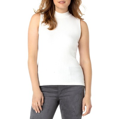 Liverpool Womens Ivory Mock Neck Sleeveless Tee Pullover Top Shirt L BHFO 5003