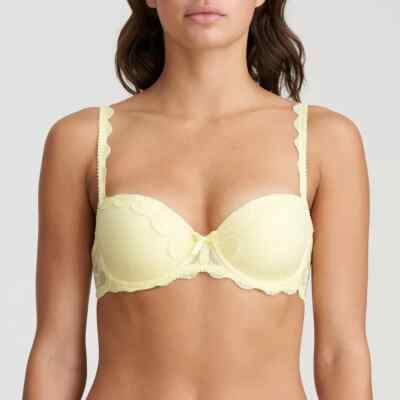 NWT Marie Jo Ani Padded Underwire Balcony Bra 32D UK/US 0102619 Yellow Lace