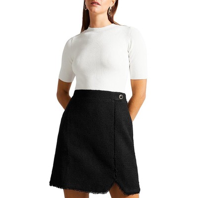 Женское мини-платье Ted Baker Katyyd из букле черного цвета и цвета слоновой кости, предназначенное для работы, 3 BHFO 8604