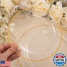 SUT 150 PCS Gold Plastic Dinnerware Set, Clear Gold Party Pack with Cups, Includes: 25 Dinner Plates, 25 Dessert Plates, 25 Cutlery, 25 Cups, Perfect for Wedding and Shower