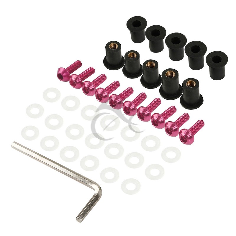 CNC 5mm Bolts Well Nuts Hex Key Washers for Sportbike Windscreen Windshield 10x