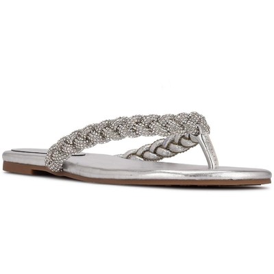 

Женские сланцы Nine West Tinee 5 Silver 7,5 Medium (B,M) BHFO 5018, Серебряный