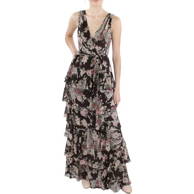 

Женское коричневое шифоновое многоярусное вечернее платье Lauren Ralph Lauren  BHFO 8052, Коричневый