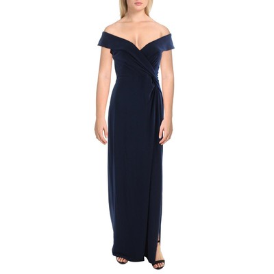 Lauren Ralph Lauren Женское длинное вечернее платье из темно-синего джерси 12 BHFO 7992