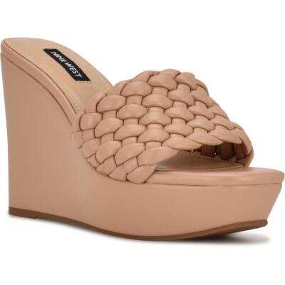 

Женские повседневные босоножки на танкетке Nine West KAT3 из искусственной кожи с открытым носком BHFO 3576, KAT3