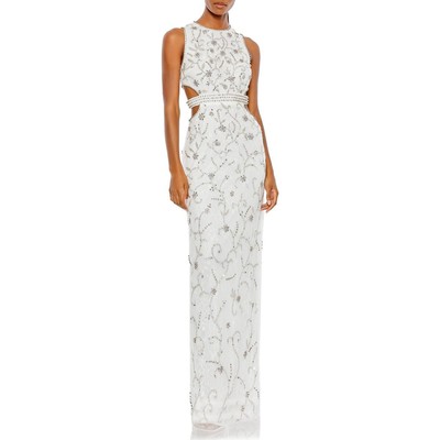Женское белое вечернее платье с вырезом и украшениями Mac Duggal, 12 BHFO 0092