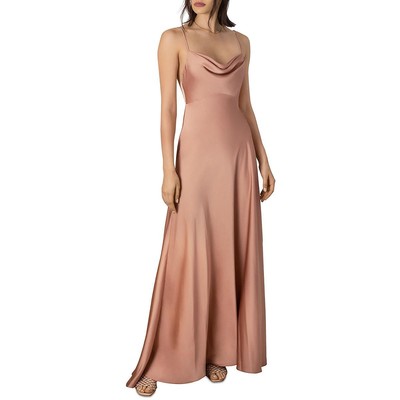 

Женское бежевое длинное вечернее платье с драпировкой Fame And Partners Emerie  BHFO 7539, Dark nude