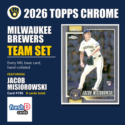 2026 Topps Chrome Baseball Team Set 8 Cards Milwaukee Brewers Misiorowski Yelich