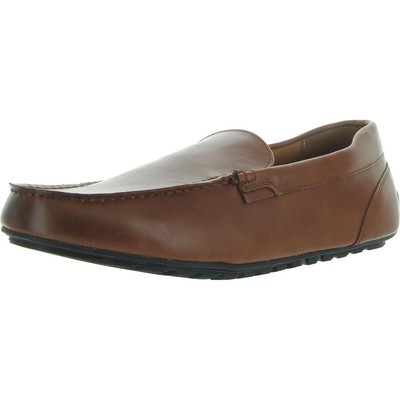 Club Room Mens Martinn Brown Faux Leather Loafers Shoes 9.5 Medium (D) BHFO 4426