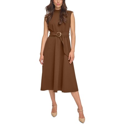 Женское коричневое миди-платье Calvin Klein без рукавов для офиса и работы 12 BHFO 4023