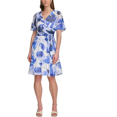 Женское белое платье-клеш длиной выше колена с стихарем DKNY 10 BHFO 5214
