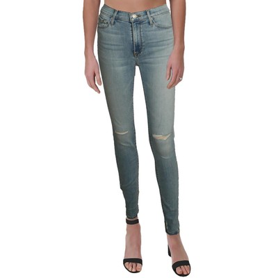 

Синие женские потертые джинсы скинни с высокой посадкой и черной орхидеей Gisele  BHFO 6773, Push my luck, Gisele