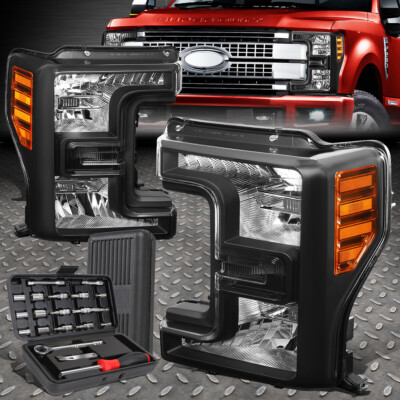 ДЛЯ 17-19 FORD SUPER DUTY F250-F550 ЧЕРНЫЙ КОРПУС БОКОВАЯ ФАРА ЯНТАРНОГО ЦВЕТА + НАБОР ИНСТРУМЕНТОВ