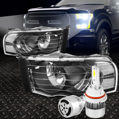 ЧЕРНЫЙ КОРПУС ФАРЫ + ПРОЗРАЧНЫЙ УГОЛ + БЕЛЫЙ СВЕТОДИОД 9007 HID + ВЕНТИЛЯТОР ДЛЯ 02-05 DODGE RAM