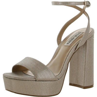 

Steve Madden Womens Lessa Gold Heel Sandals Shoes 7 Medium (B,M) BHFO 5399, Gold glitter