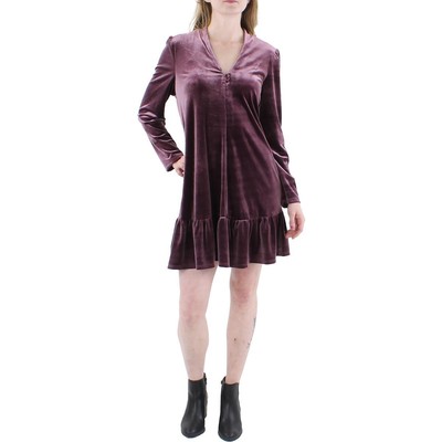 Женское фиолетовое бархатное мини-платье-сорочка Taylor Petites 14P BHFO 9098
