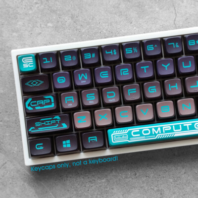 Gray Cyan Keycaps set PBT Dye Sublimation for Cherry MX Mechancial Keyboards