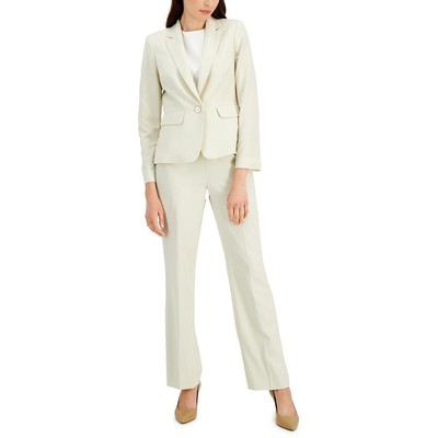 Le Suit Womens White Crepe Business Work Wear Pant Suit 14 BHFO 4637
