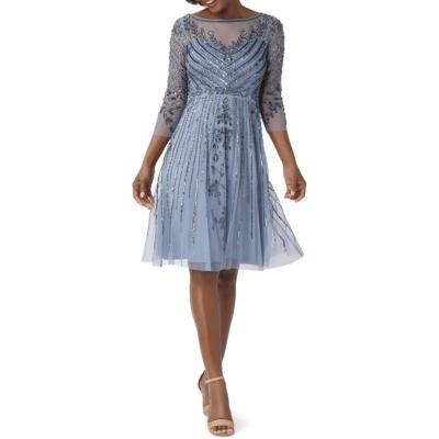 

Adrianna Papell Женское платье миди с украшением для коктейлей и вечеринок BHFO 3122, Vintage blue