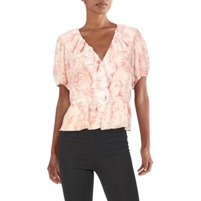 

Женский пуловер с v-образным вырезом и цветочным принтом цвета слоновой кости Lucy Paris, блузка  BHFO 0476, Ivory/pink