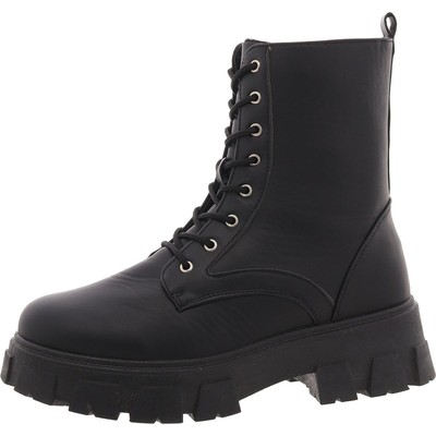 Olivia Miller Womens Black Combat & Lace-Up Boots 8.5 Medium (B,M) BHFO 3587