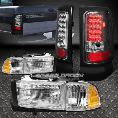 ХРОМИРОВАННЫЙ КОРПУС ФАРЫ + ДЫМЧАТЫЙ СВЕТОДИОДНЫЙ ЗАДНИЙ СТОП-СИГНАЛ ДЛЯ 94-02 DODGE RAM