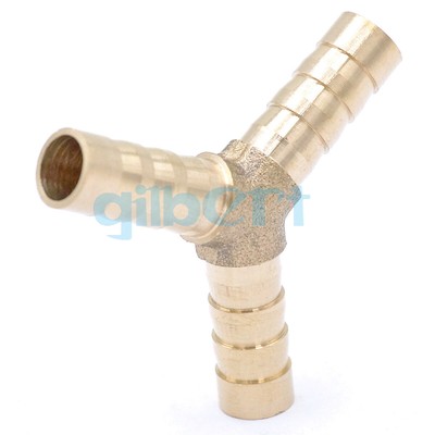 2pcs Fit Hose I.D 8mm Barbed Y 3 Ways Brass Adapter Pipe Fitting