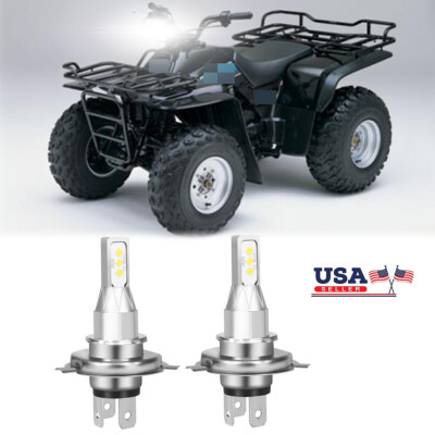 White LED Headlight Bulb Lamp Light For Kawasaki Bayou 300 2x4, 4x4; 1986-2004