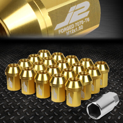 J2 ENGINEERING 7075 АЛЮМИНИЙ M12X1.5 20ШТ 35 ММ ГАЙКА С ЗАКРЫТЫМ НАКОНЕЧНИКОМ + ПЕРЕХОДНИК ЗОЛОТОЙ