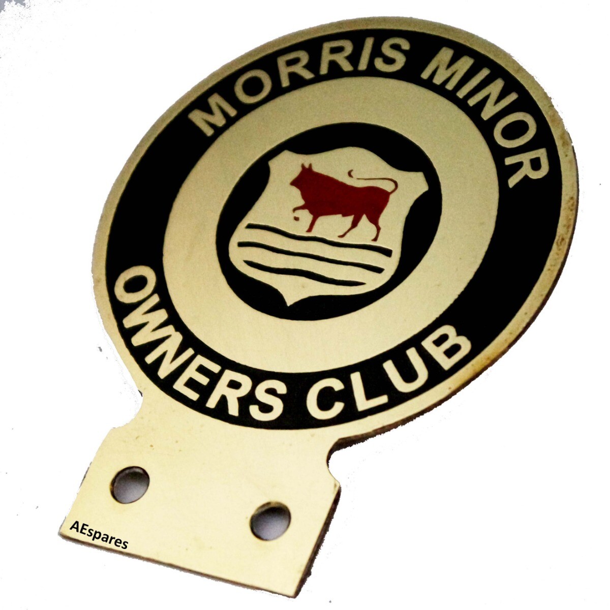 Vintage Morris Minor Owners Car Club Heavy Brass Enamel Front Grill Badge  